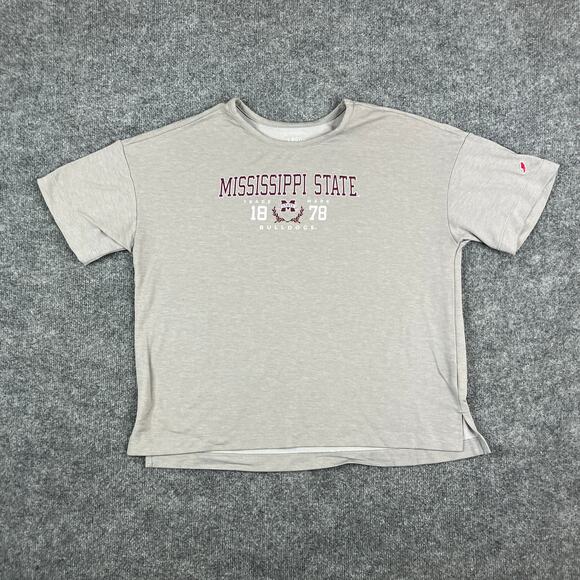 League T-Shirt Mens  L Gray Mississippi State Bulldogs Rayon Blend Stretch - Picture 2 of 8